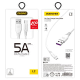 Cabo de dados de carregamento Dudao USB  -  USB Tipo-C 5A 1m branco (L2T 1m branco)