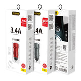 Carregador universal inteligente para carro Dudao 3.4A 2x USB prata (R6 prata)