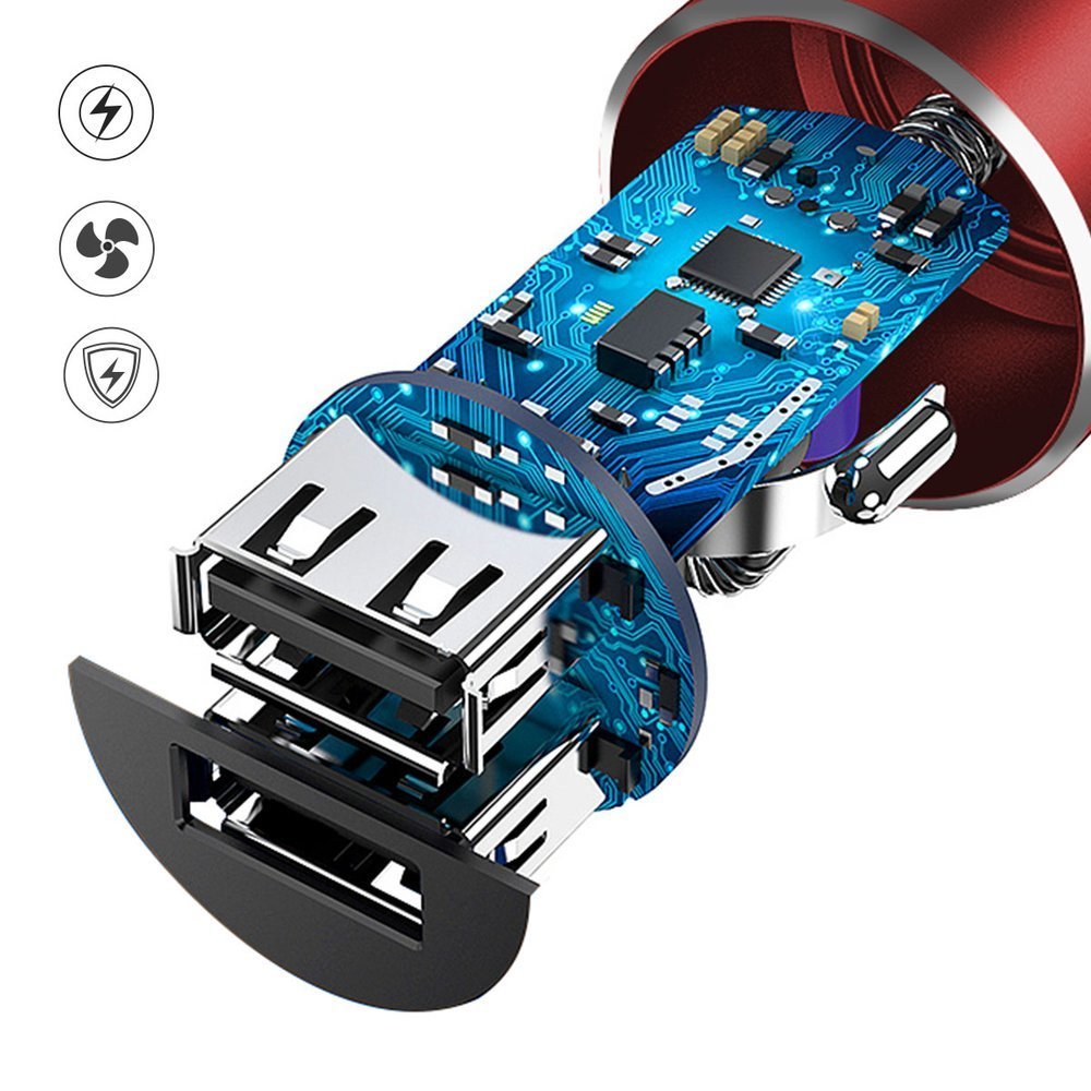 Carregador universal inteligente para carro Dudao 3.4A 2x USB prata (R6 prata)