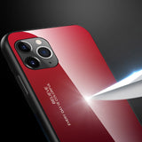 Tampa durável de vidro gradiente com parte traseira de vidro temperado iPhone 11 Pro Max verde-roxo