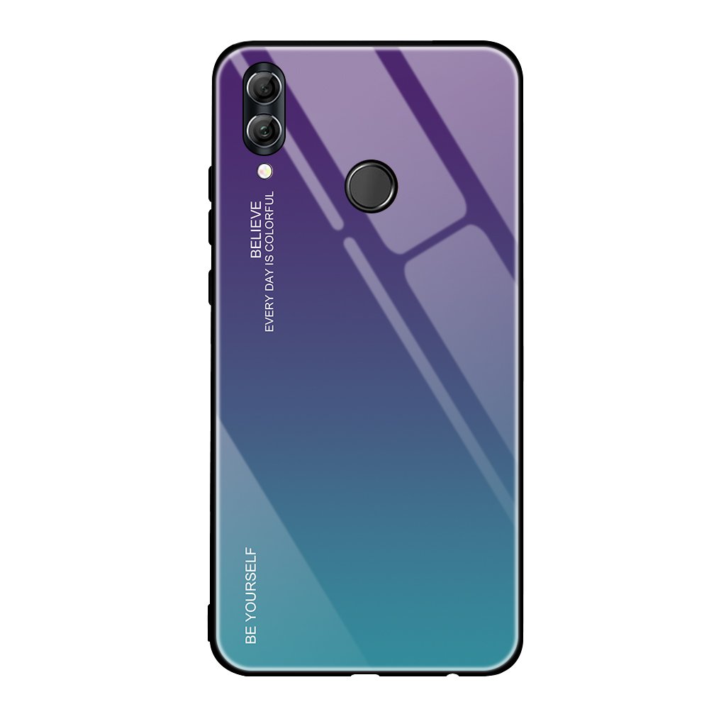 Tampa durável de vidro gradiente com parte traseira de vidro temperado Huawei P20 Lite verde-roxo