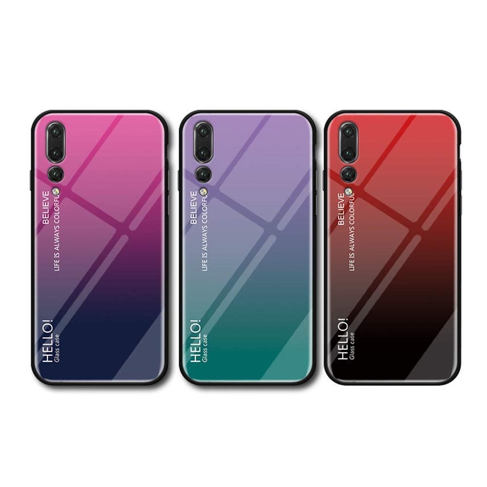 Tampa durável de vidro gradiente com parte traseira de vidro temperado Huawei P20 Pro preto-azul