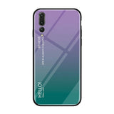 Tampa durável de vidro gradiente com parte traseira de vidro temperado Huawei P20 Pro verde-roxo