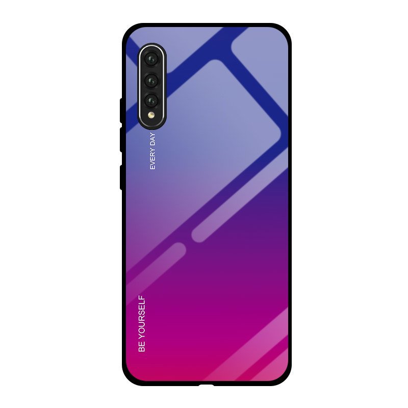 Tampa durável de vidro gradiente com parte traseira de vidro temperado Huawei P20 Pro rosa-roxo