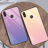 Tampa durável de vidro gradiente com parte traseira de vidro temperado Huawei P Smart 2019 preto-azul