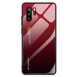 Tampa durável de vidro gradiente com parte traseira de vidro temperado Huawei P30 Pro preto-vermelho