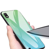 Tampa durável de vidro gradiente com parte traseira de vidro temperado Samsung Galaxy A10 preto-azul
