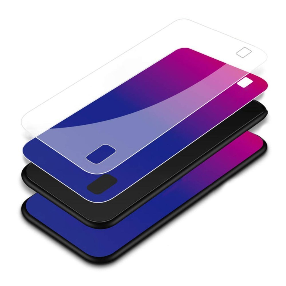 Tampa durável de vidro gradiente com parte traseira de vidro temperado Samsung Galaxy A10 verde-roxo