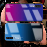 Tampa durável de vidro gradiente com parte traseira de vidro temperado Samsung Galaxy A50s  -  Galaxy A50  -  Galaxy A30s preto-azul
