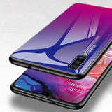 Tampa durável de vidro gradiente com parte traseira de vidro temperado Samsung Galaxy A70 preto-vermelho