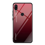 Tampa durável de vidro gradiente com fundo de vidro temperado Xiaomi Redmi Note 7 preto-vermelho