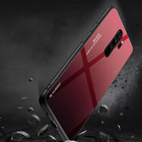 Tampa durável de vidro gradiente com parte traseira de vidro temperado Xiaomi Redmi Note 8 Pro preto-vermelho