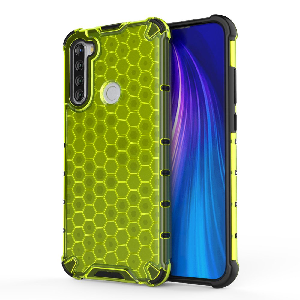 Capa de armadura em caixa de favo de mel com pára-choque de TPU para Xiaomi Redmi Note 8T verde