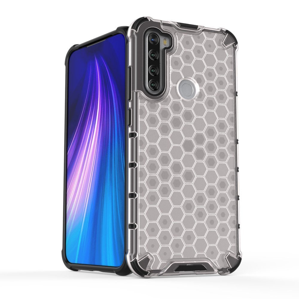 Capa de armadura em caixa de favo de mel com pára-choque de TPU para Xiaomi Redmi Note 8T preto
