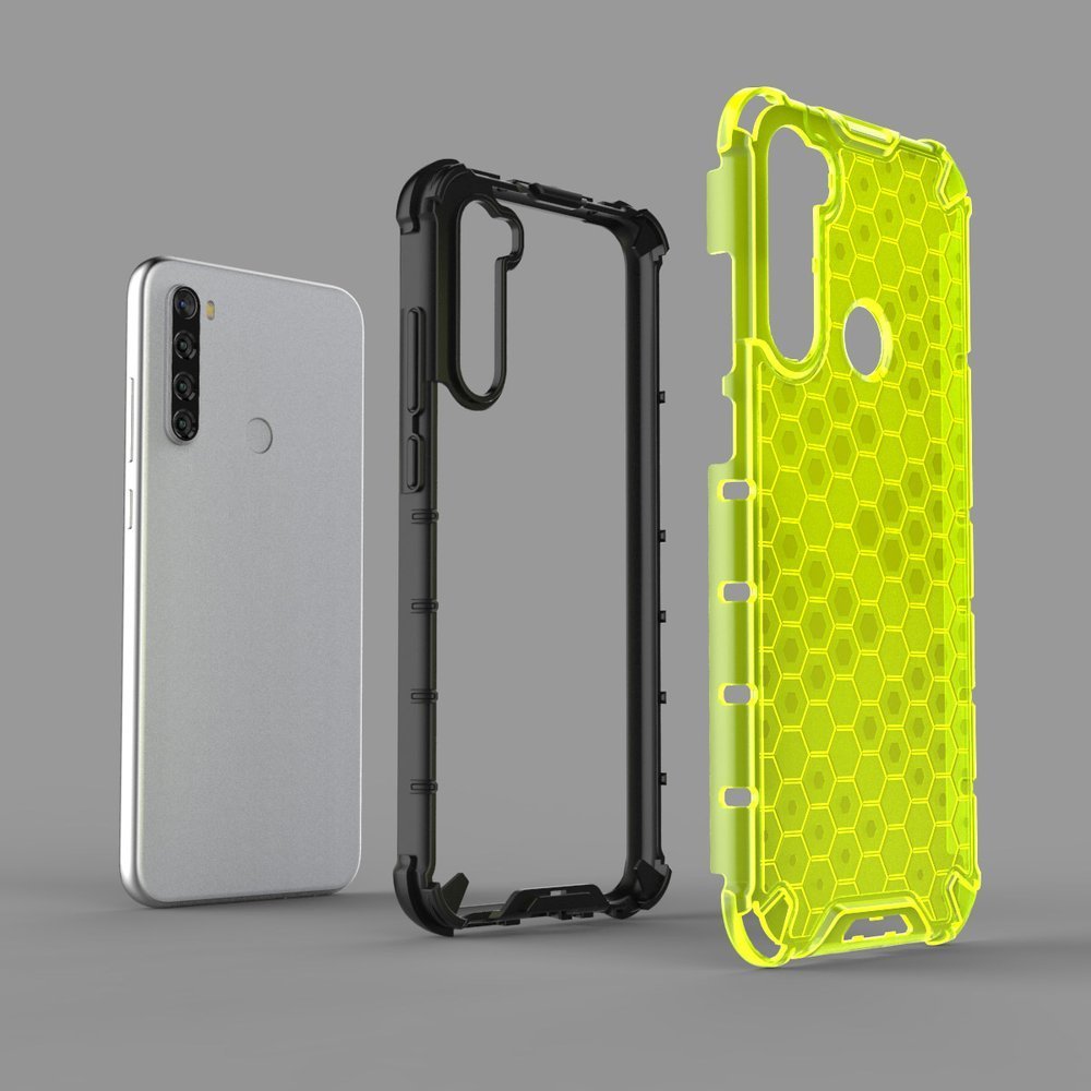 Capa de armadura em caixa de favo de mel com pára-choque de TPU para Xiaomi Redmi Note 8T transparente