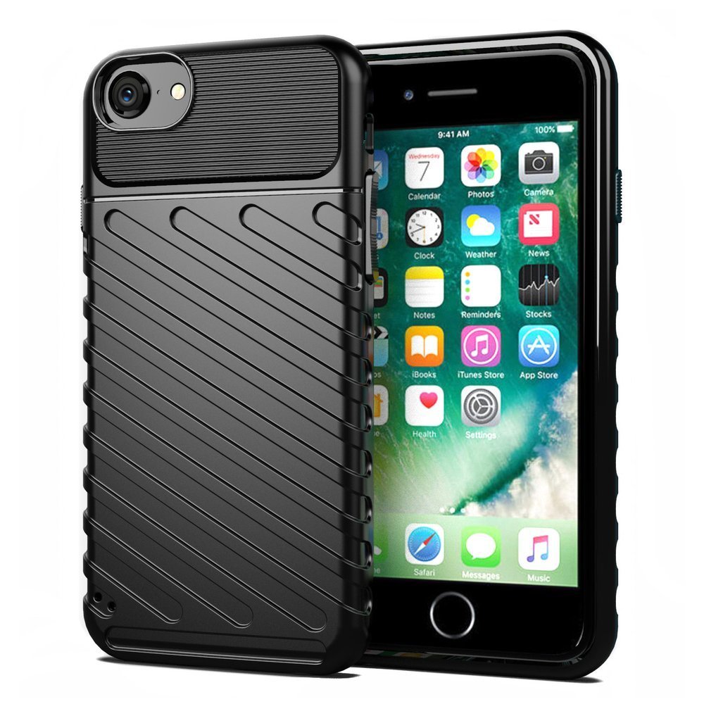 Capa Thunder Capa flexível resistente resistente em TPU para iPhone SE 2020  -  iPhone 8  -  iPhone 7 preta