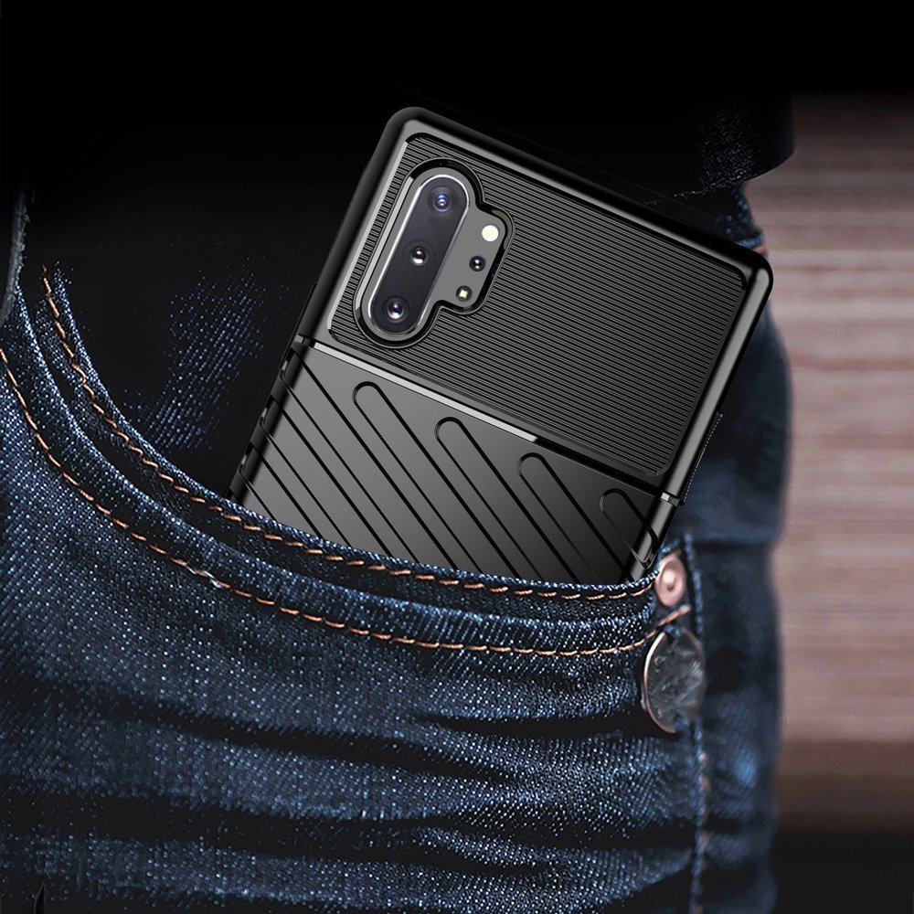 Capa Thunder capa flexível resistente resistente e resistente de TPU para Samsung Galaxy Note 10 Plus preta