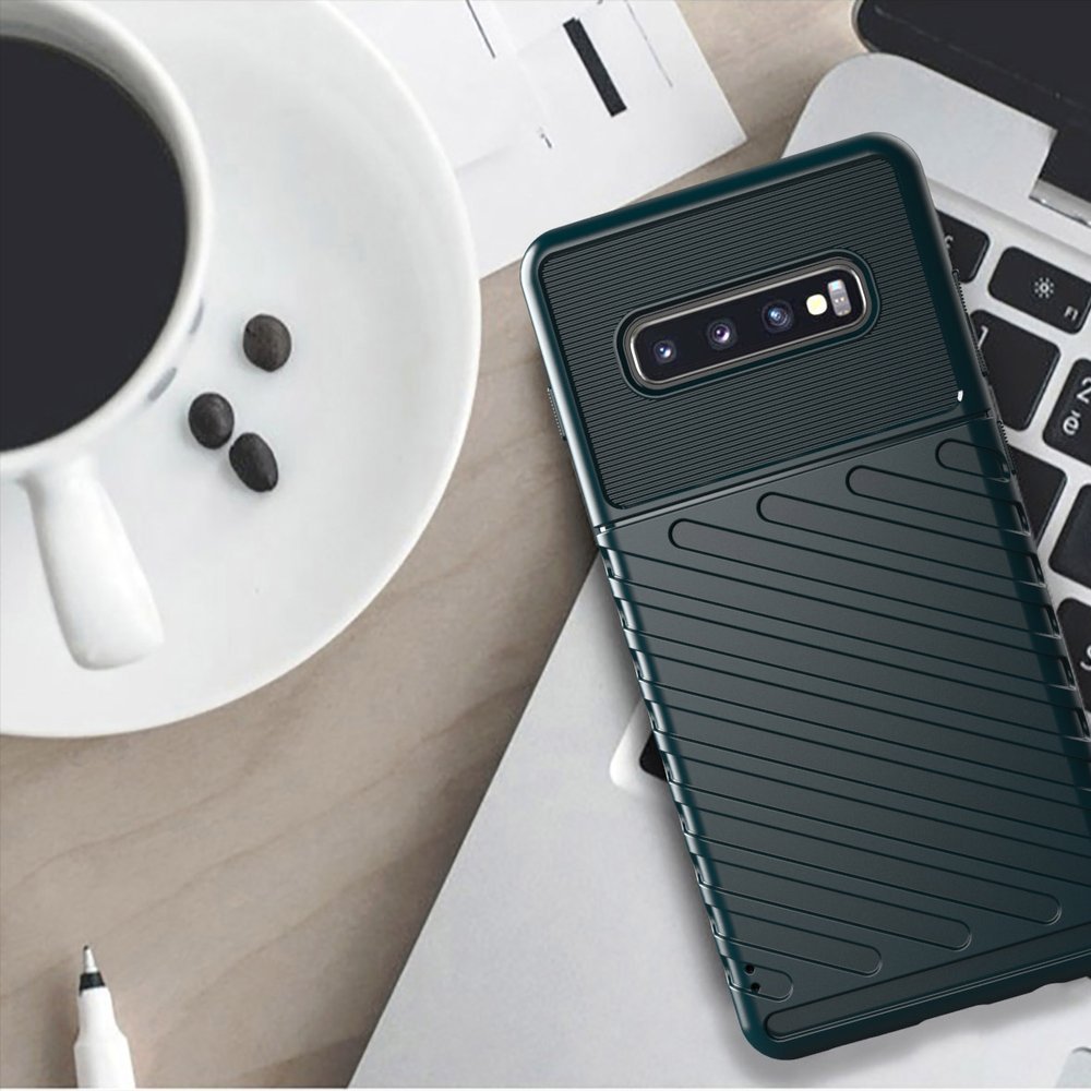 Capa Thunder Capa flexível resistente resistente e resistente de TPU para Samsung Galaxy S10 Plus preta