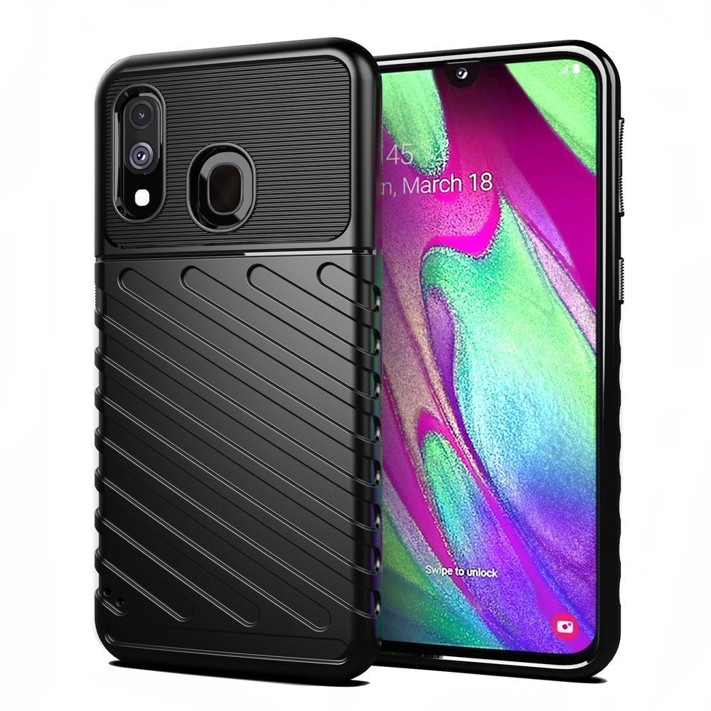 Capa Thunder Capa flexível resistente resistente em TPU para Samsung Galaxy A40 preta