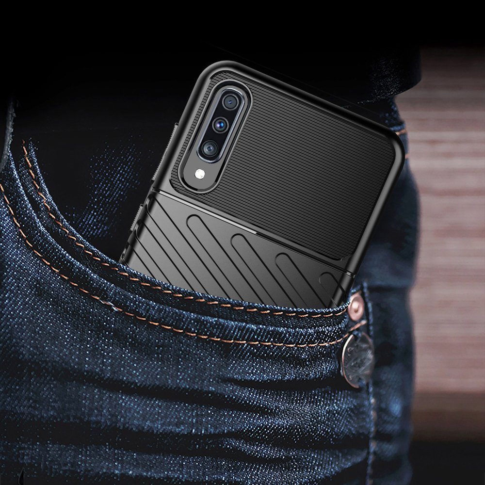Capa Thunder Capa flexível resistente resistente e resistente de TPU para Samsung Galaxy A70 preta