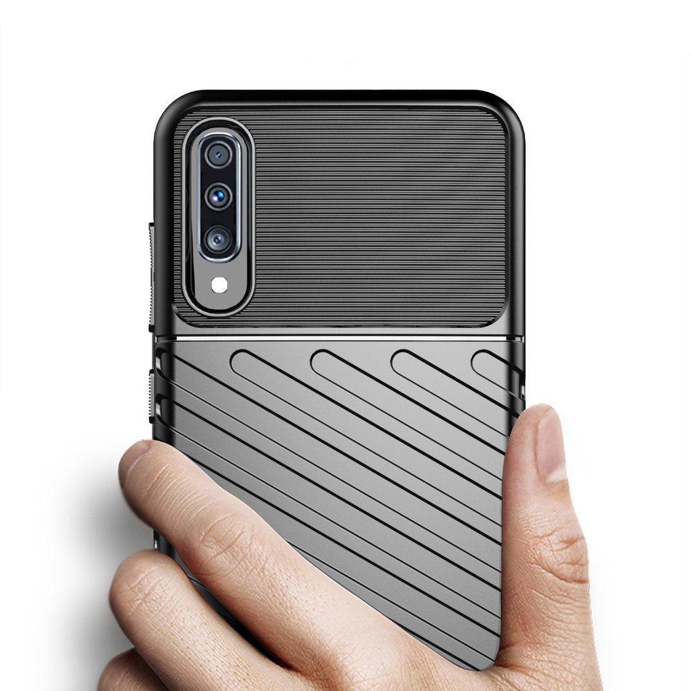 Capa Thunder Capa flexível resistente resistente e resistente de TPU para Samsung Galaxy A70 preta