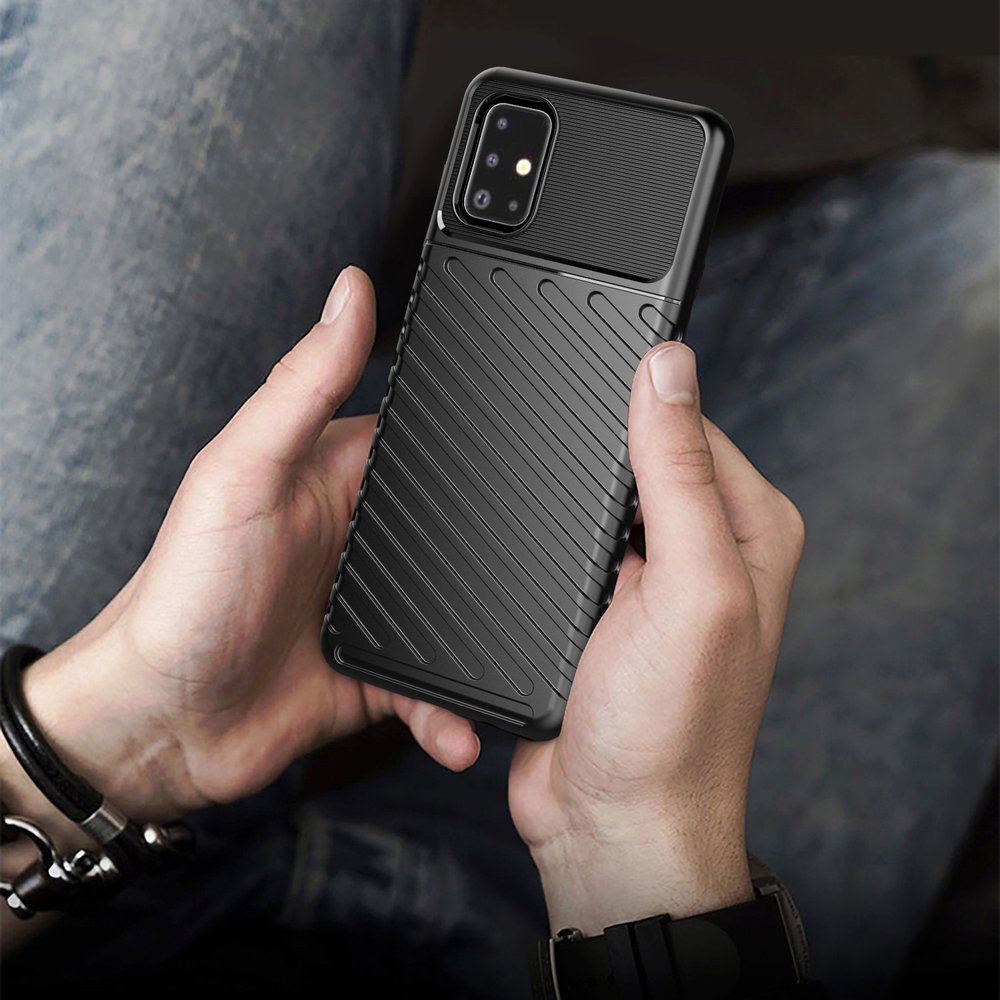 Capa Thunder capa flexível resistente resistente em TPU para Samsung Galaxy A51 preta