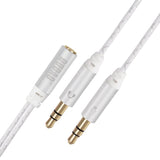 Mini jaque Dudao 4 pólos 35 mm (fêmea) - 2 mini jaque 35 mm (macho) AUX cabo de 20 cm prateado (L11R prateado)