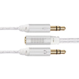 Mini jaque Dudao 4 pólos 35 mm (fêmea) - 2 mini jaque 35 mm (macho) AUX cabo de 20 cm prateado (L11R prateado)