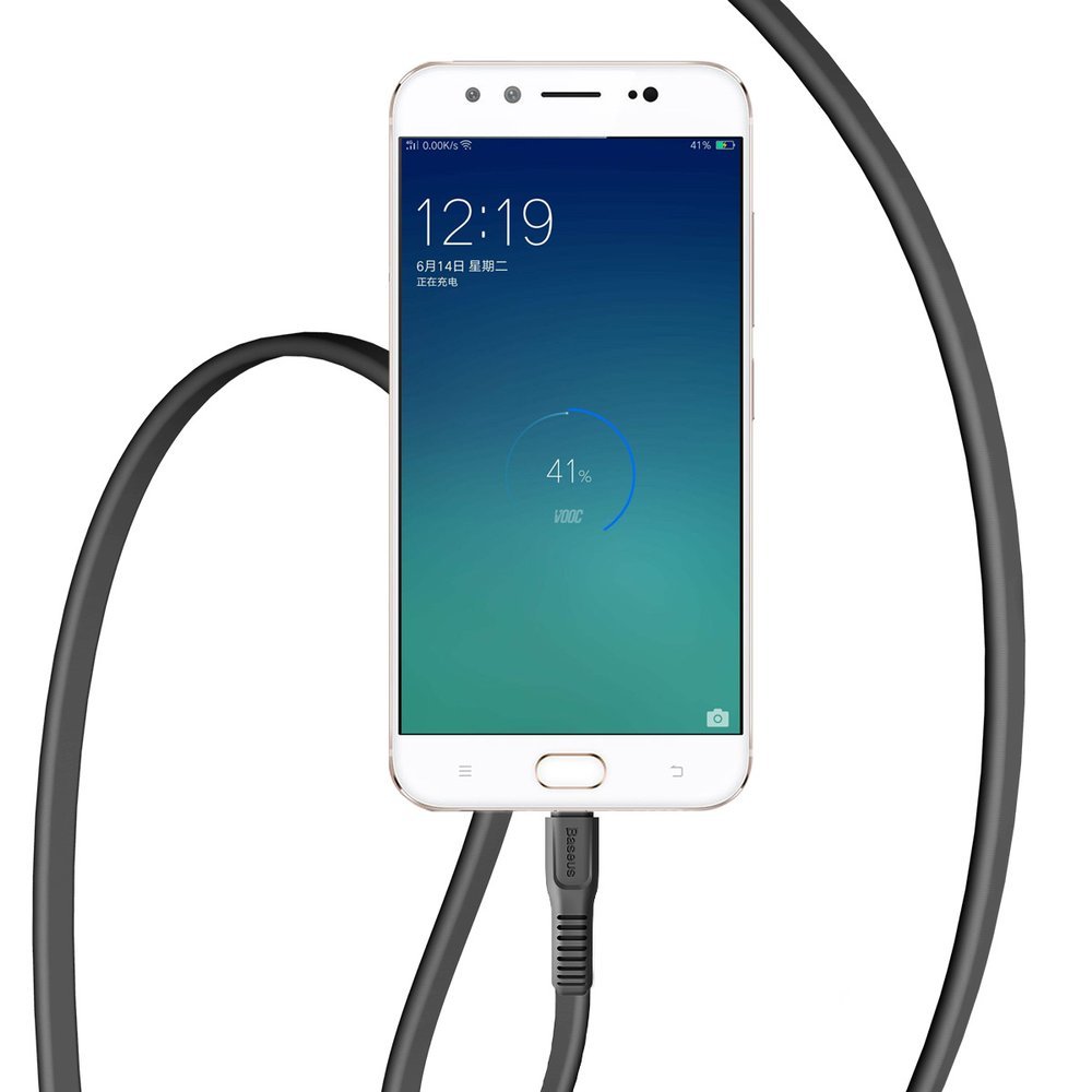 Baseus Tough flat USB - cabo micro USB 2A 1m preto (CAMZY-B01)