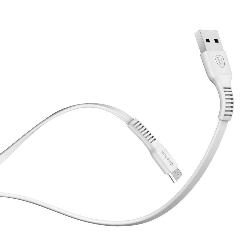 Baseus Tough flat USB - cabo micro USB 2A 1m branco (CAMZY-B02)