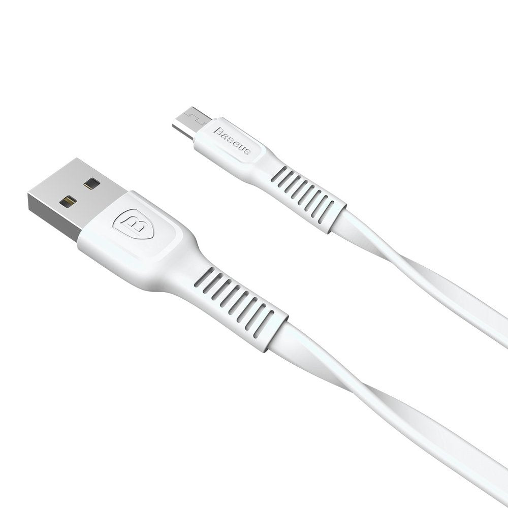 Baseus Tough flat USB - cabo micro USB 2A 1m branco (CAMZY-B02)