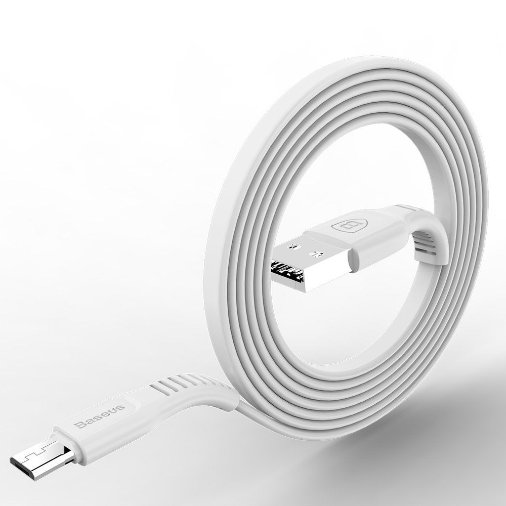 Baseus Tough flat USB - cabo micro USB 2A 1m branco (CAMZY-B02)