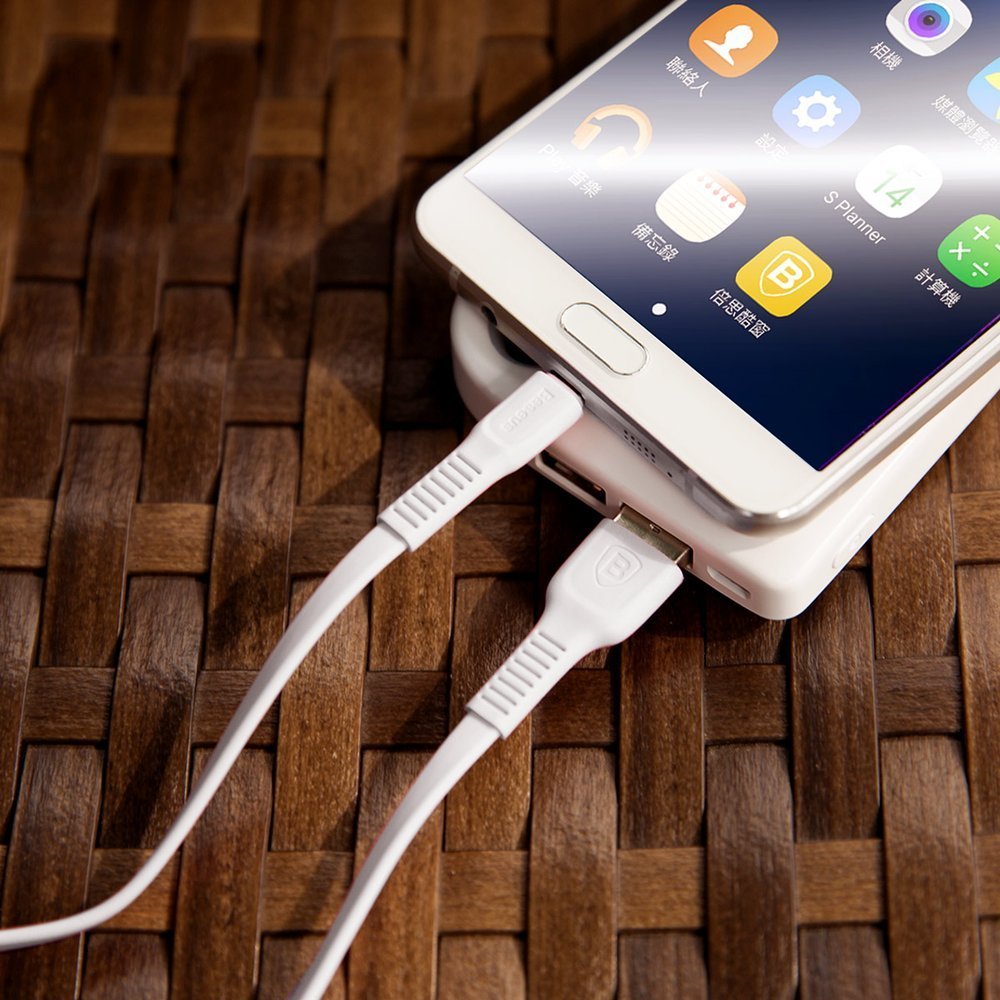 Baseus Tough flat USB - cabo micro USB 2A 1m branco (CAMZY-B02)