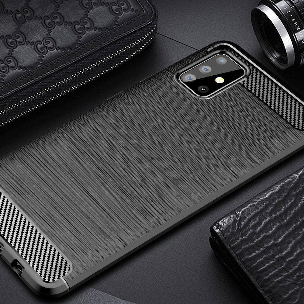 Capa carbono Capa flexível de TPU para Samsung Galaxy A51 azul
