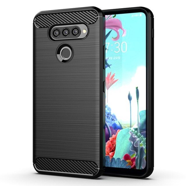 Capa carbono Capa flexível de TPU para LG K50S preta