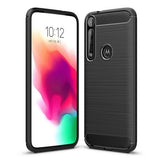 Capa carbono Capa flexível TPU para Motorola One Macro preta