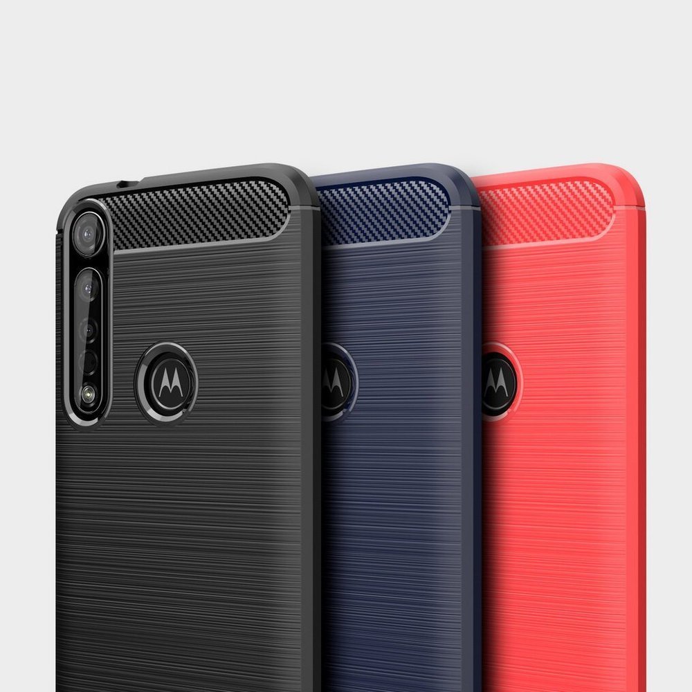 Capa carbono Capa flexível TPU para Motorola One Macro preta