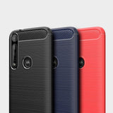 Capa carbono Capa flexível TPU para Motorola One Macro preta