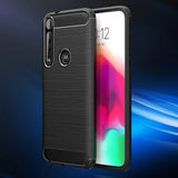 Capa carbono Capa flexível TPU para Motorola One Macro preta