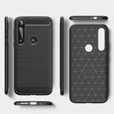 Capa carbono Capa flexível TPU para Motorola One Macro preta