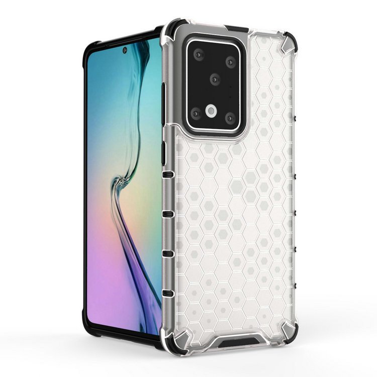 Capa de armadura de favo de mel com proteção de TPU para Samsung Galaxy S20 Ultra transparente