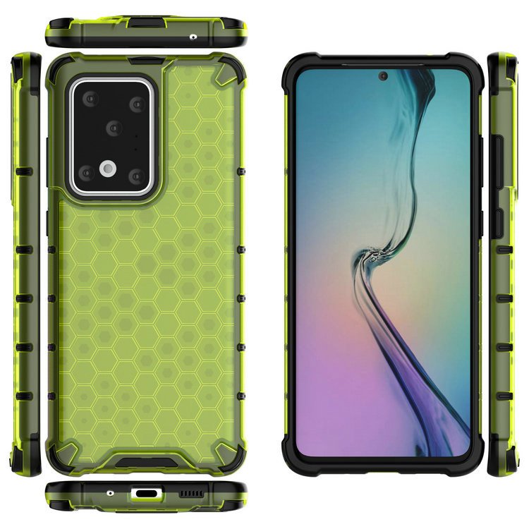 Capa de armadura de favo de mel com proteção de TPU para Samsung Galaxy S20 Ultra transparente