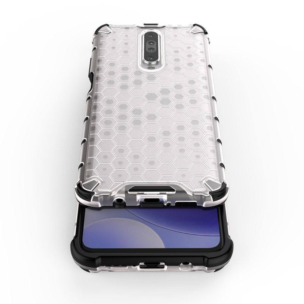 Capa de armadura de favo de mel com pára-choque de TPU para Xiaomi Redmi K30 transparente