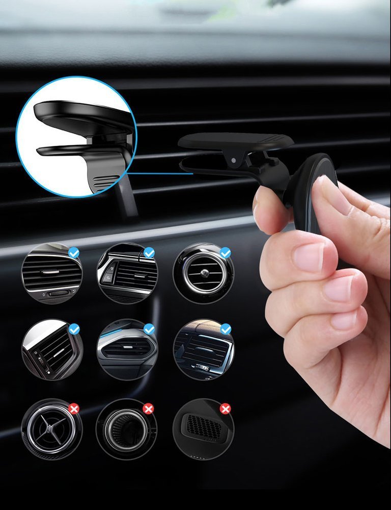 Suporte magnético universal para montagem em suporte para carro Wozinsky para saída de ar preto (WCH-03)