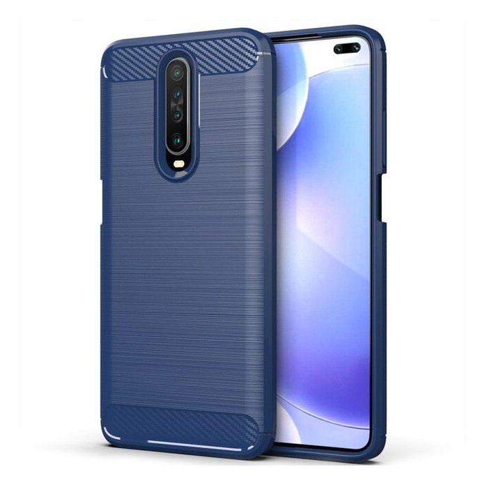 Capa carbono Capa flexível de TPU para Xiaomi Redmi K30 azul