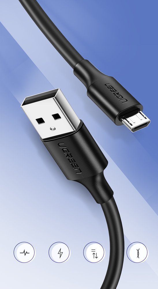 Ugreen USB - cabo micro USB 2A 1m preto (60136)