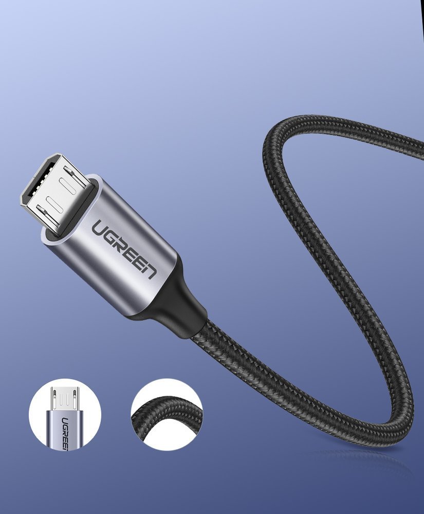 Ugreen USB - cabo micro USB 05m cinza (60145)