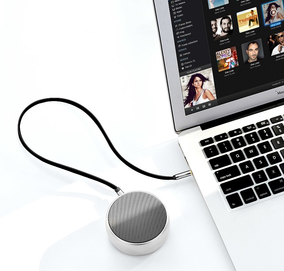 Ugreen AUX cabo plano de 35 mm minitomada 1m prata (10597)