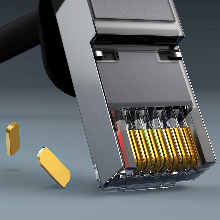 Cabo de patchcord Ethernet Baseus RJ45 Cat 6 UTP 1000 Mbps 1 m cinza (PCWL-G0G)