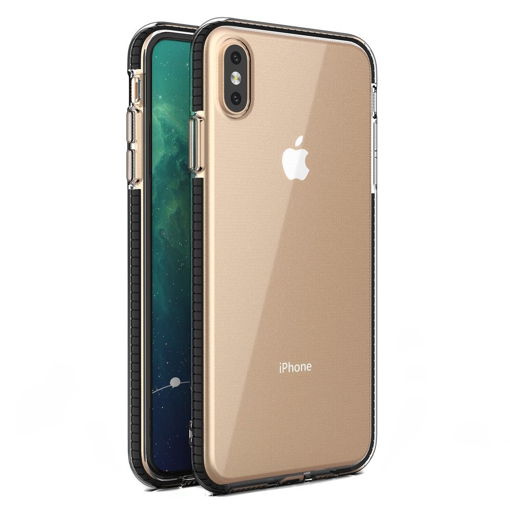 Capa protetora de gel de TPU transparente com moldura colorida para iPhone XS Max preto